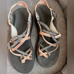 Rose gold and black & white Chacos - women’s size 10